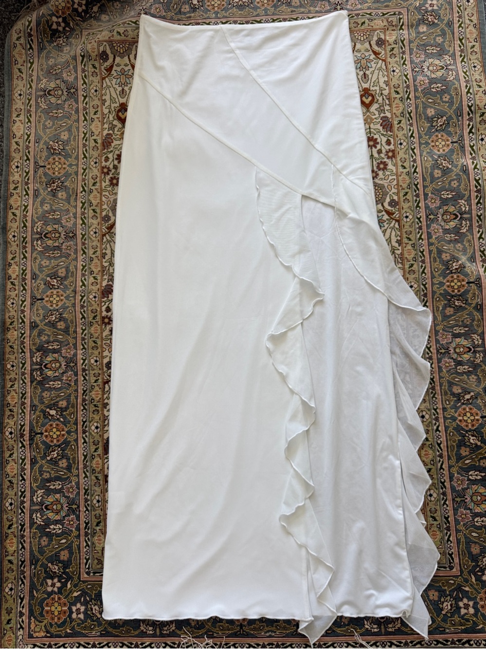 Tiger Mist White Ruffle Maxi Skirt